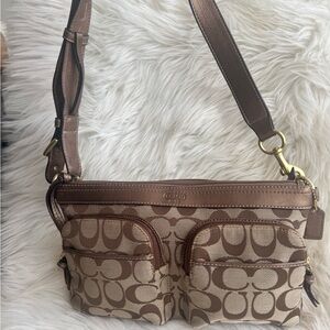 Coach Signature Canvas Brown Shoulder Bag